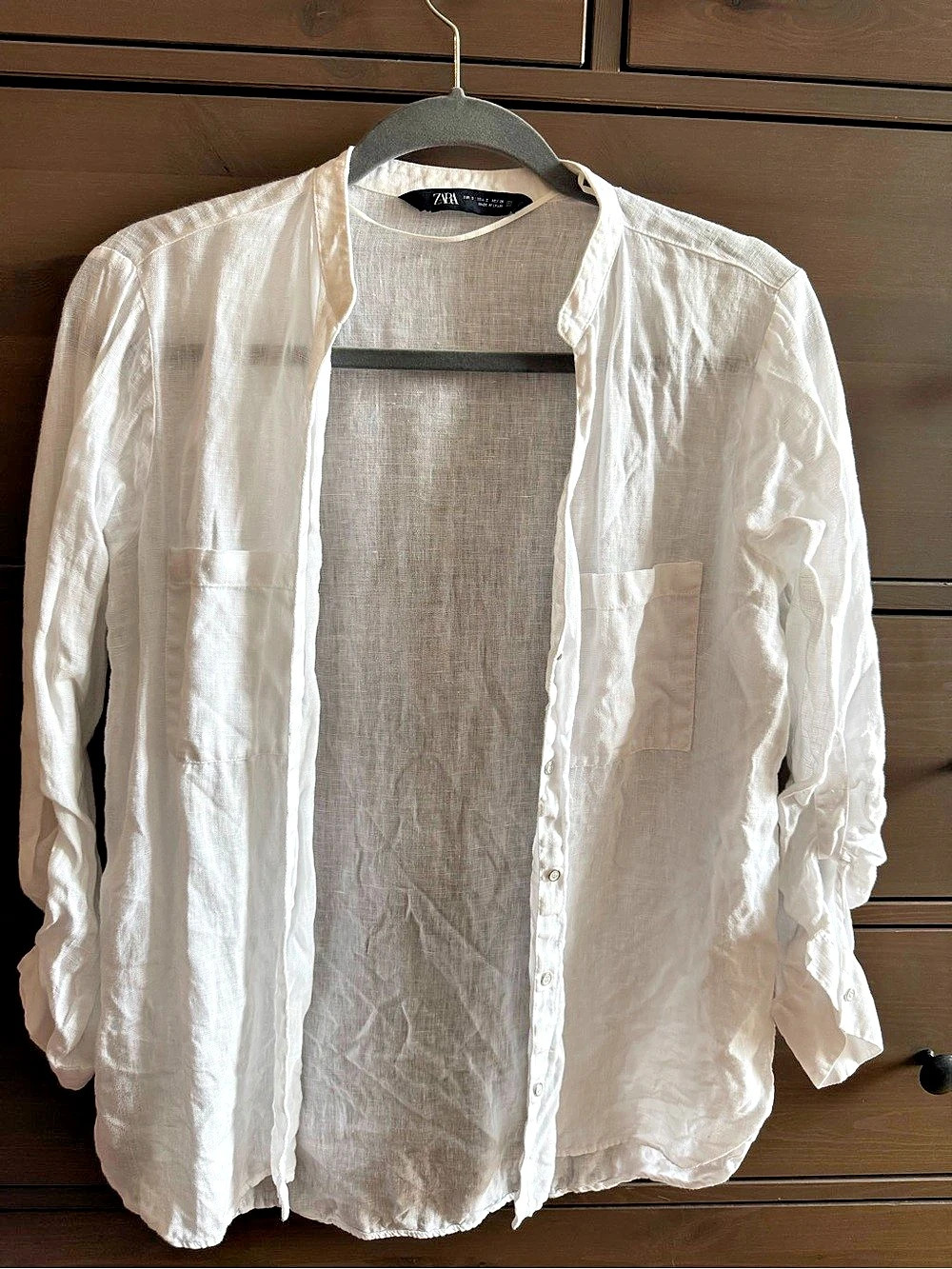 Zara Linen Button Down in White Size Medium Like New